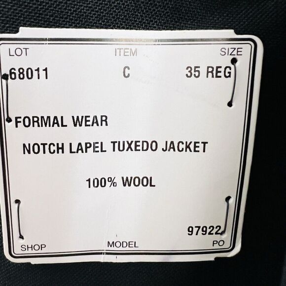 NWT Jos A Bank Black 100% Wool & Satin Trim Tuxedo Jacket Retail $475 ~ Mens 35R - Picture 9 of 10